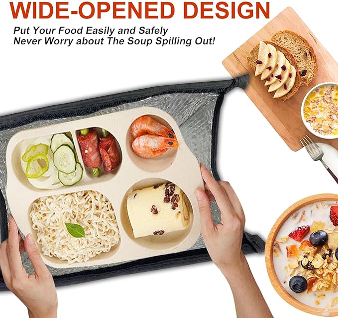 Mziart Minimalist Lunch Bag, Reusable Insulated Bag for Women Men Box Container Leakproof Simple Bento Tote Adults Cooler Work Office Picnic or Travel (Black) M23HK-LB-005-JJ