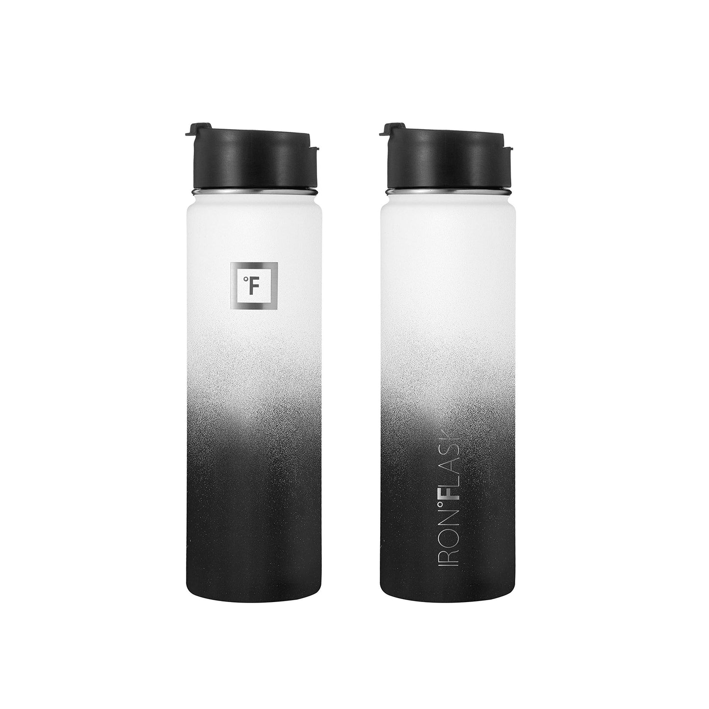 IRON °FLASK Camping & Hiking Hydration Flask, Wide Mouth, 3 Straw Lids, Stainless Steel Outdoor Water Bottle, Double Walled, Insulated Thermos, Metal Canteen - Day & Night, 22 Oz