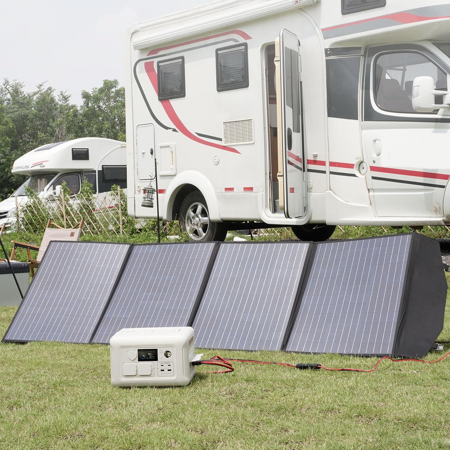 ALLPOWERS BEIGE R600 Solar Generator with SP033 solar panel included, 600W 299Wh LiFePO4 Portable Power Station with 200W Solar Charger, UPS Battery Backup, MPPT Solar Power for Camping RVs Home