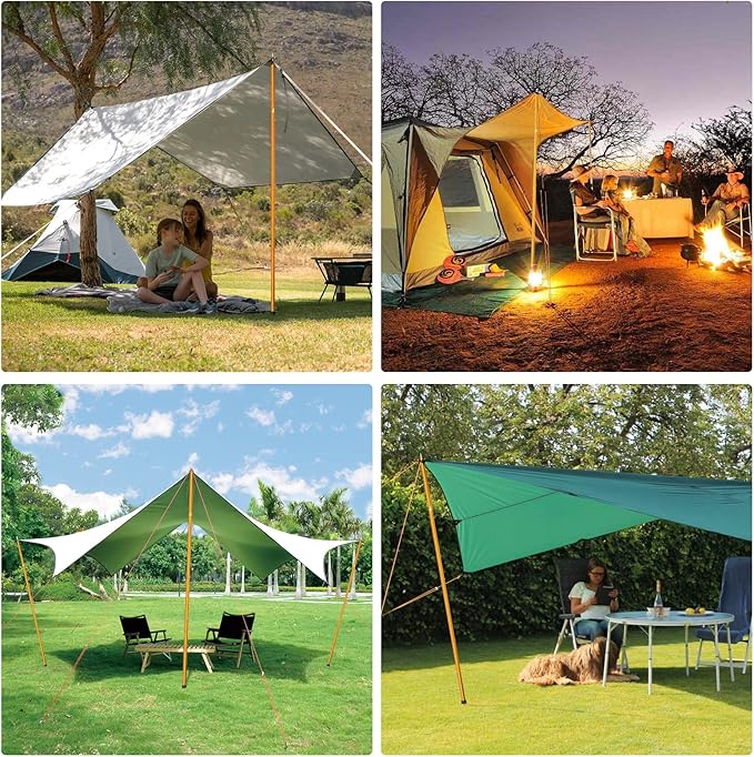 Odoland Adjustable Tarp Poles, Telescoping Aluminum Tent Poles Set of 2, Collapsible Lightweight Poles for Camping, Backpacking and Awnings