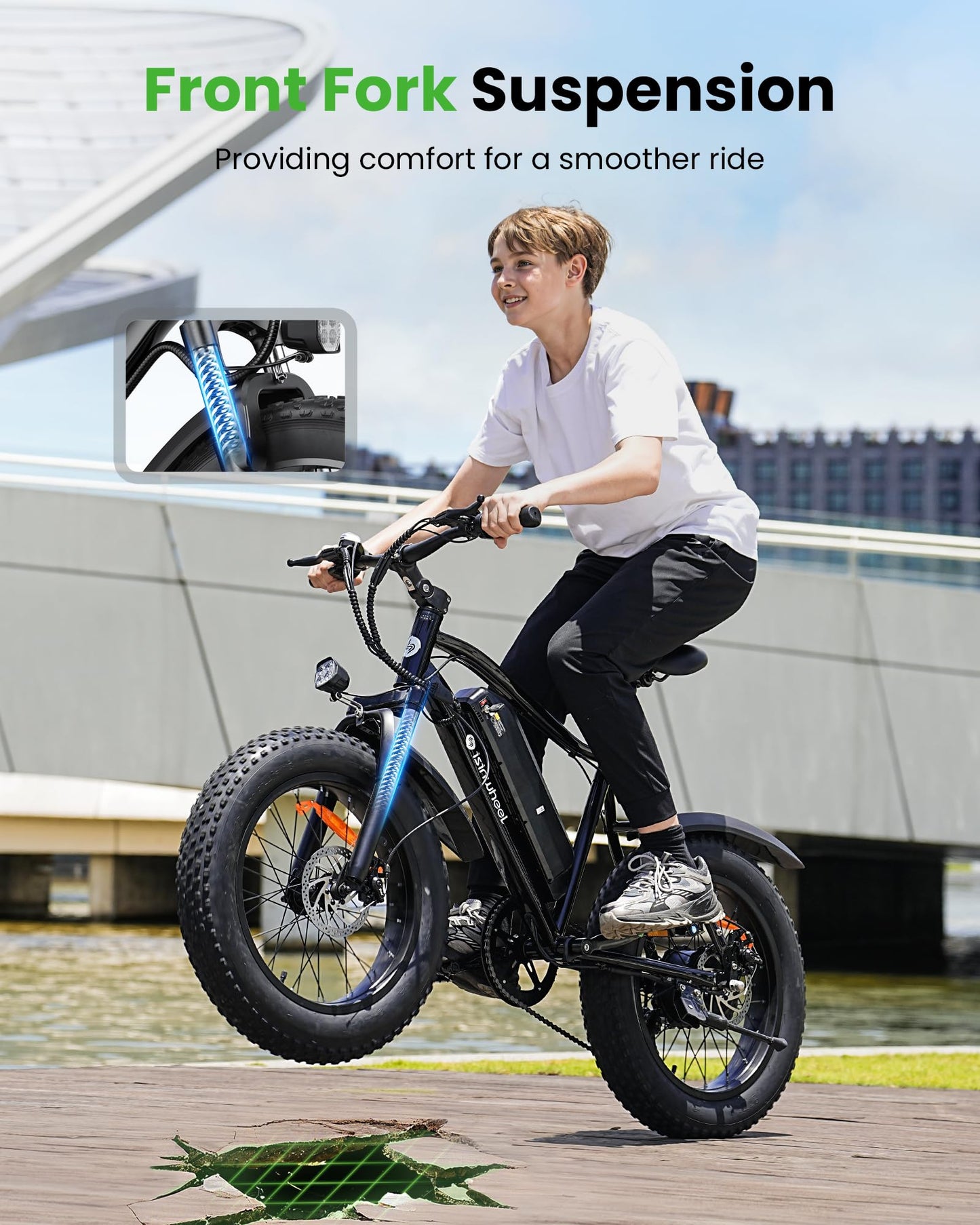 M10Pro Electric Bike for Adults 22Mph 1000W Peak Motor, 0-50° Adjustable Handlebar Mountain Ebike 375Wh Removable Battery 50 Miles Range 7 Speed Shift, 20x4.0 Fat Tire Adult Teenager Electric Bicycles