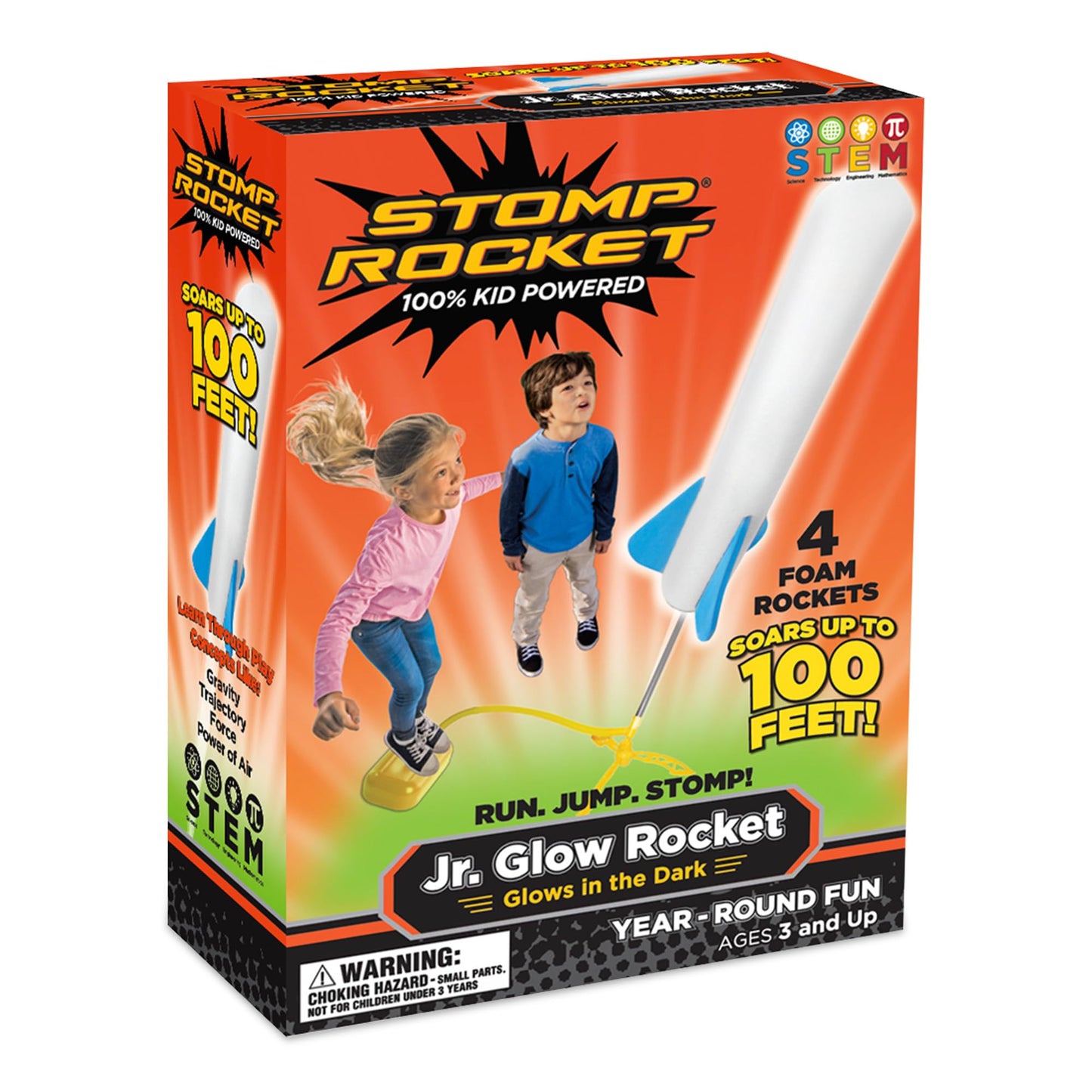 Stomp Rocket Jr Multi-Color Rocket Launcher for Kids, 8 Rockets - Fun Outdoor Kids Gifts for Boys & Girls - STEM Toy Foam Blaster Set Soars Up to 100 Feet - Ages 3 & Up