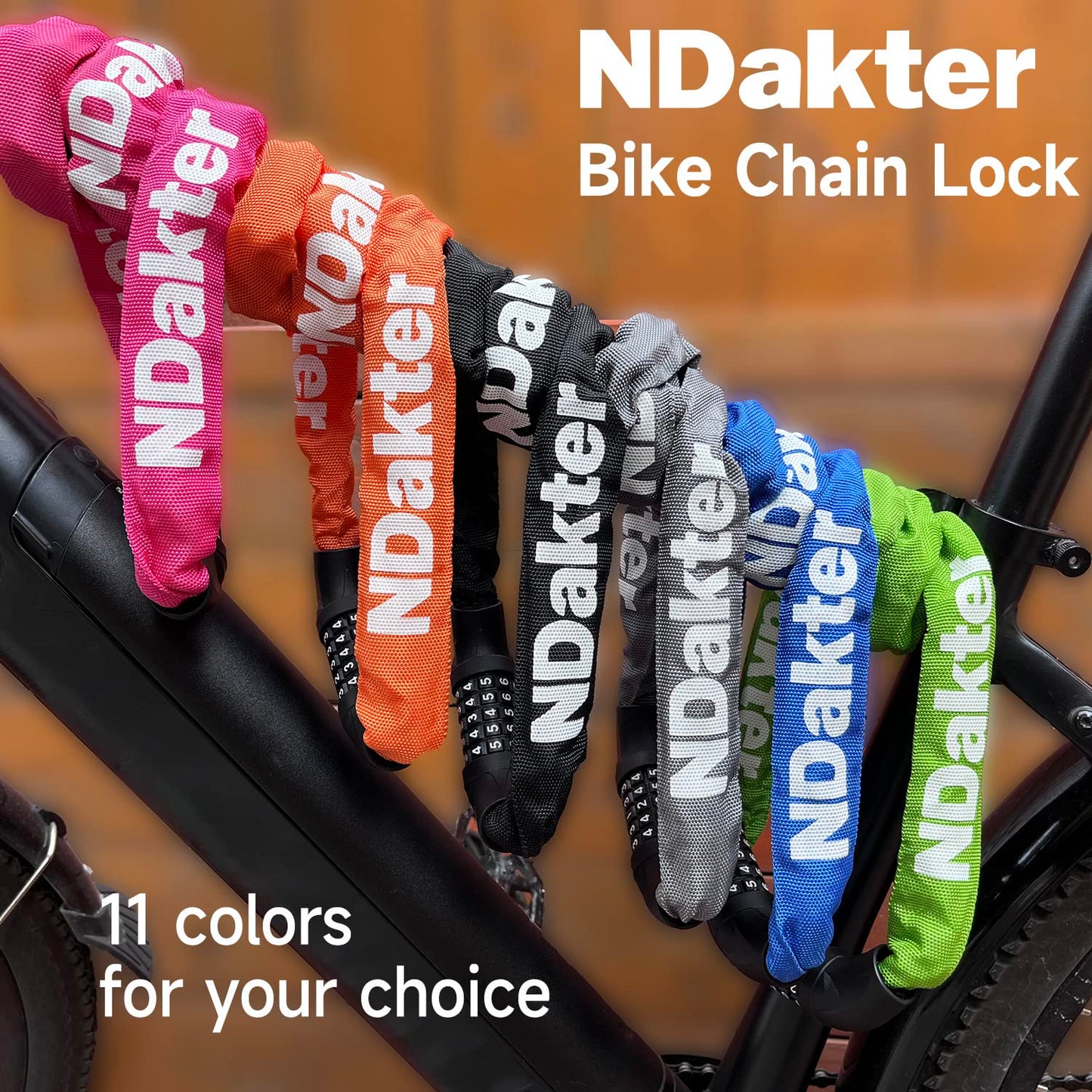 NDakter Bike Chain Lock, 5-Digit Combination Anti-Theft Bicycle Lock, 3.2/4.27 feet Long Security Resettable Bike Locks Heavy Duty for Bike, Motorcycle, Bicycle, Door, Gate, Fence, Grill, Gray