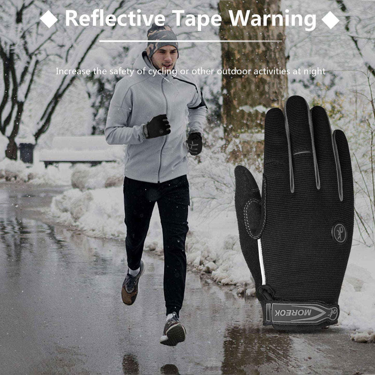 MOREOK Cycling Gloves Bike Gloves for Men/Women-[Breathable Anti-Slip 5MM Gel Pad] Biking Gloves Full Finger Road Bike MTB Bicycle Gloves-122-GRAY-M