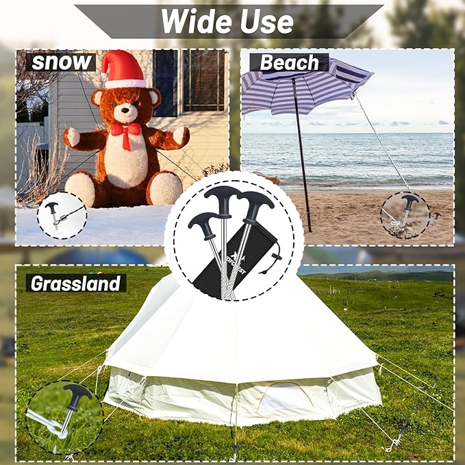 12pcs Heavy Duty Stakes AVOFOREST 8 inch Tent Stakes Portable Camping Stakes for Camping Patio, Garden, Canopies, Grassland, Outdoor (Black)