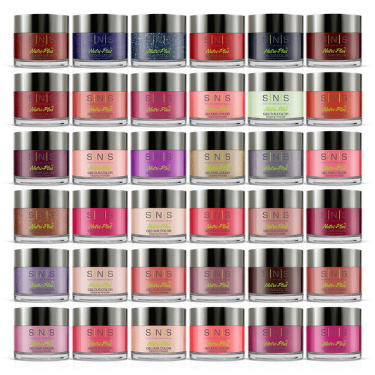 SNS Nails Dip Powder Kit, Gelous Color Dipping Powder Set - Autumn Master 36-Piece Set - Long-Lasting Acrylic Nail Color Lasts 14 Days - Low Odor & No UV Lamp required - 1 oz