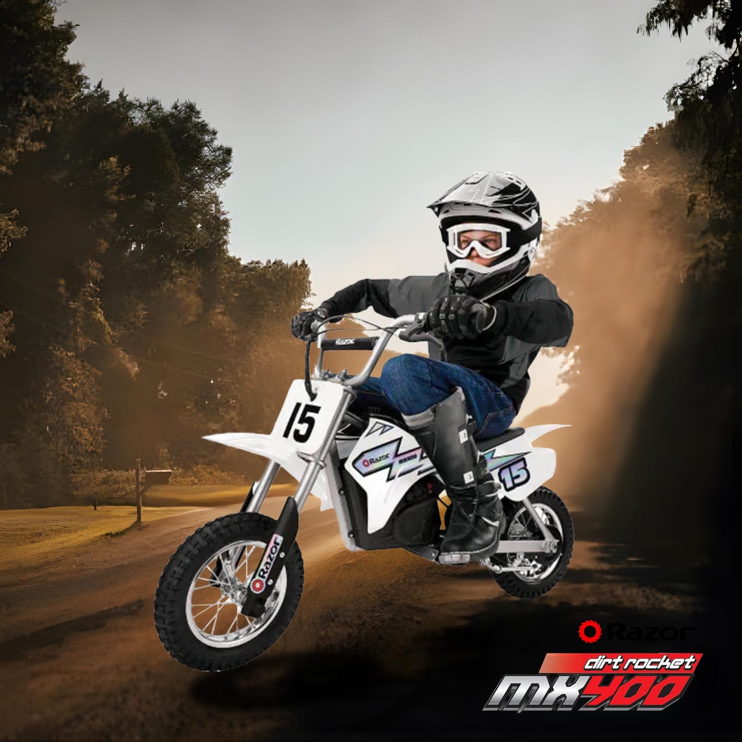 Razor MX400 Dirt Rocket - Electric-Powered Dirt Bike for Kids 8+, Up to 14 MPH, High/Low Speed Switch, Up to 60 Minutes Ride Time