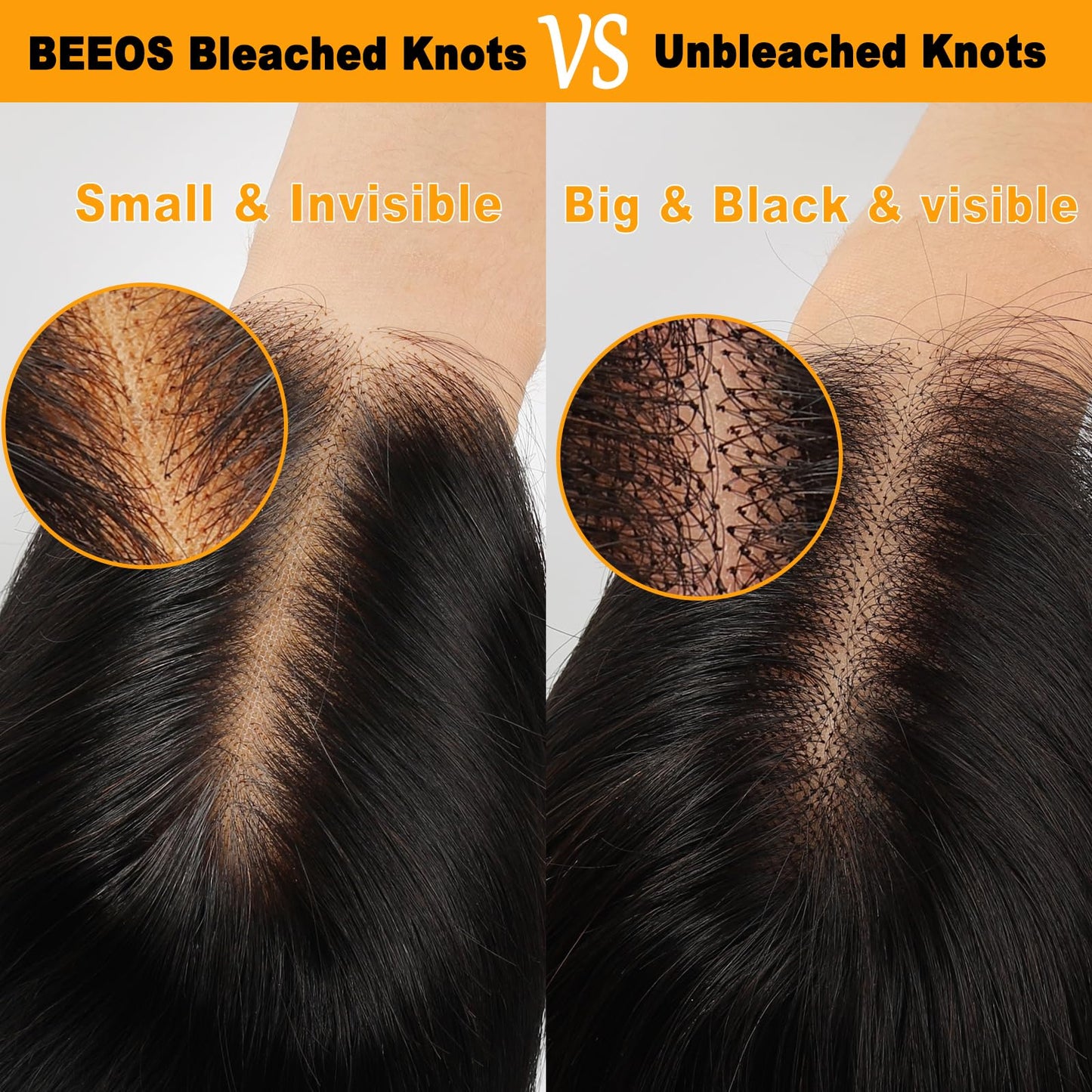 BEEOS HD Lace Frontal Wig 13x4 Full Frontal Body Wave Human Hair Wigs 180% Density Pre Plucked Hairline Bleached All Knots 0.10mm Ultra-thin Invisible HD Lace Wig 28 Inch