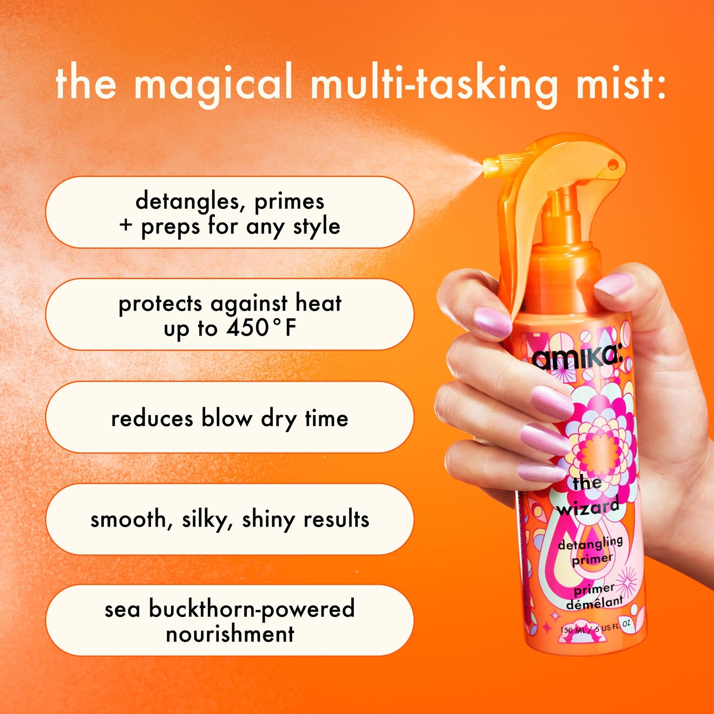 amika the wizard detangling hair primer, 150ml