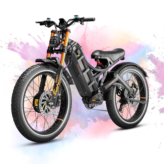eAhora 2025 Romeo Pro 2 46Mph 4000W Dual Motor Electric Bike for Adults, 52V 70Ah 200+Miles Long Range Ebike, 26 * 4.0" Fat Tire Full Suspension Electric Mountain Bike Off-Road E-Bike UL2849 Black