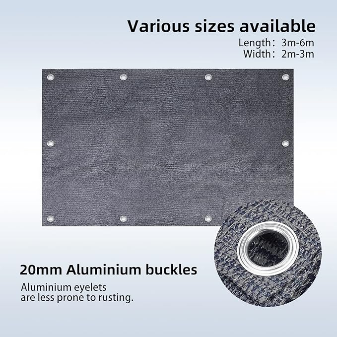 FoundGo Awning Carpet HDPE Camping Outdoor Rug with Eyelets,Nails,Broom,for RV,Patio,Backyard,Picnic,Beach,Trailer 8'*20' (2.44 * 6.1m)-Blue Grey