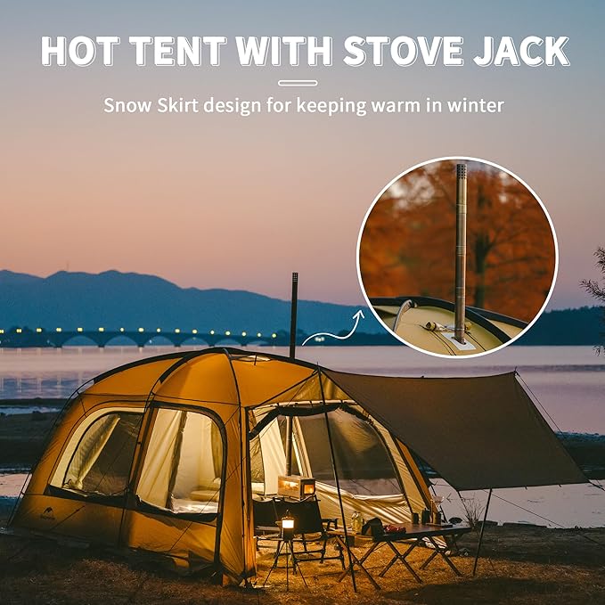 Naturehike Dune Hot Tent with Stove Jack,Double Layer 4 Season Tent,Waterproof 2-3 Person Tents for Camping