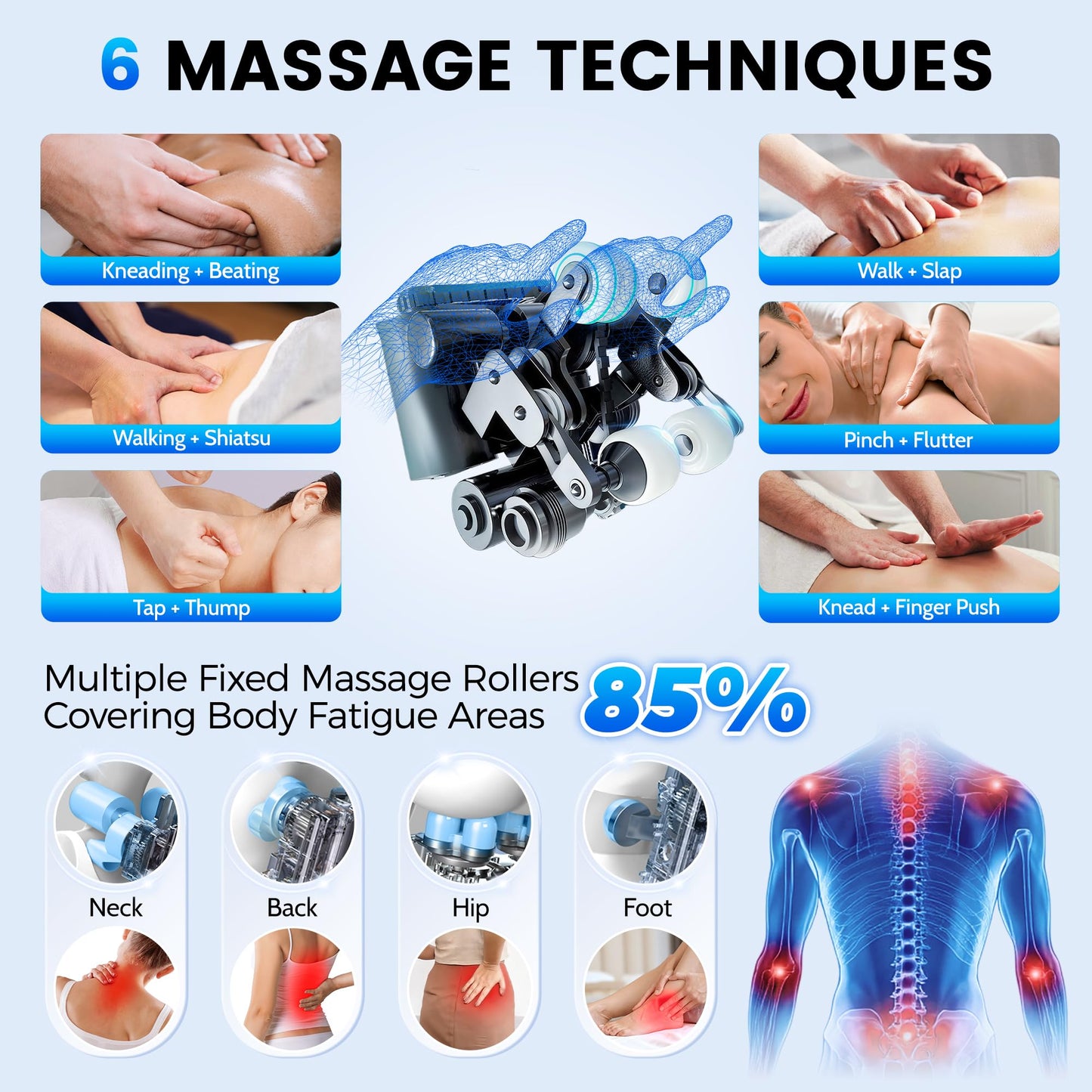 Massage Chair Full Body, 160° Zero Gravity Recliner with 57'' SL Track, Shiatsu Neck Shoulder Massager with Heating, Fix Point Massager, Airbag Massage, Foot Rollers, Bluetooth, Phone Holder, Black