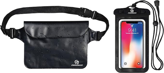 Waterproof Pouches with Waist Strap / Pouch Case Bundle Set- Keep Your Phone & Valuables Dry and Safe - Waterproof Dry Bags for Boating Swimming Snorkeling Kayaking Beach Water Parks Pool