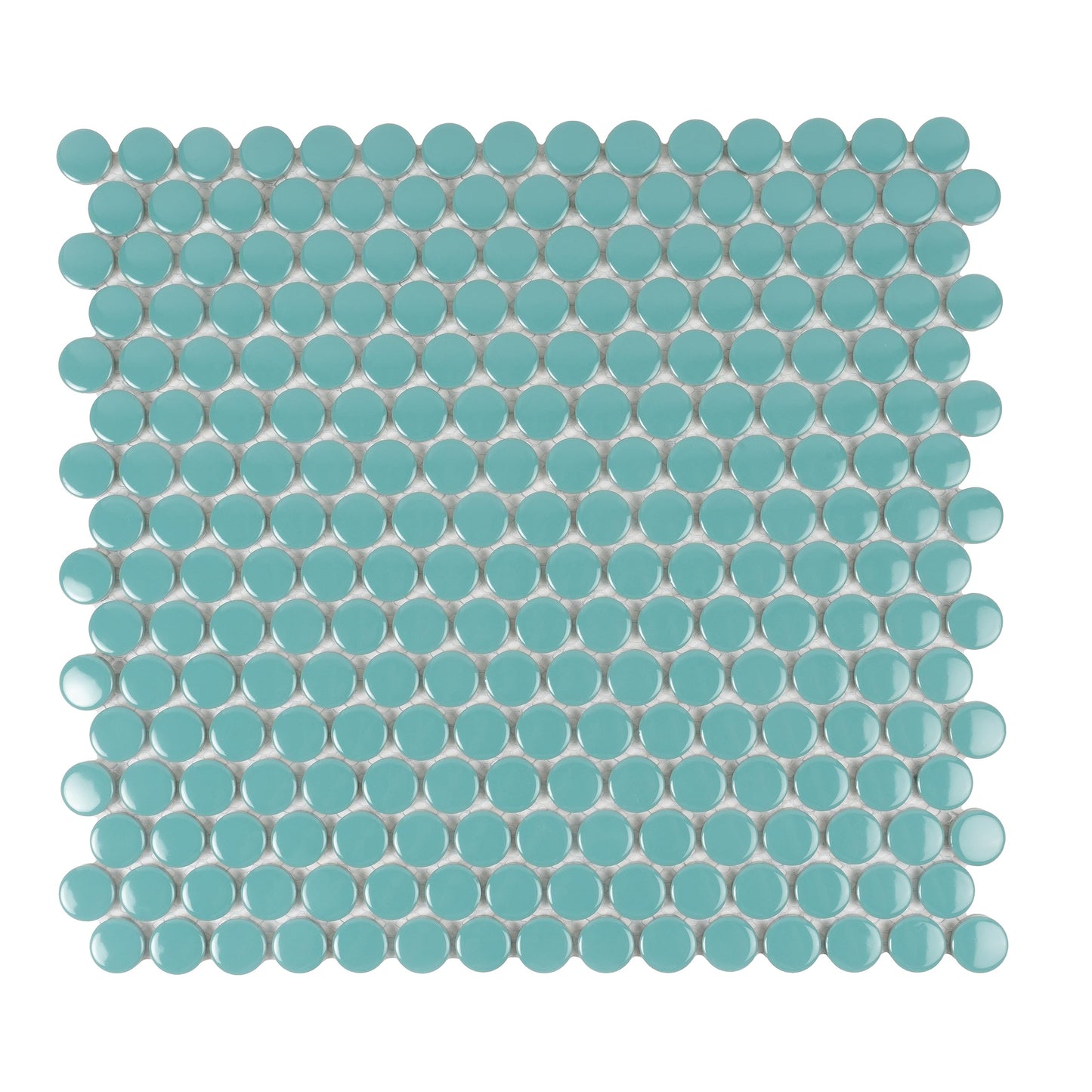 10 Ceramic Penny Round Tile Sheets, 9.87 SqFt/Box. Glossy Turquoise 11.46 X 12.4 in. Porcelain Wall Backsplash & Floor Decorative Mosaic Tile. Easy Install for Kitchens, Bathrooms Decor/Remodel