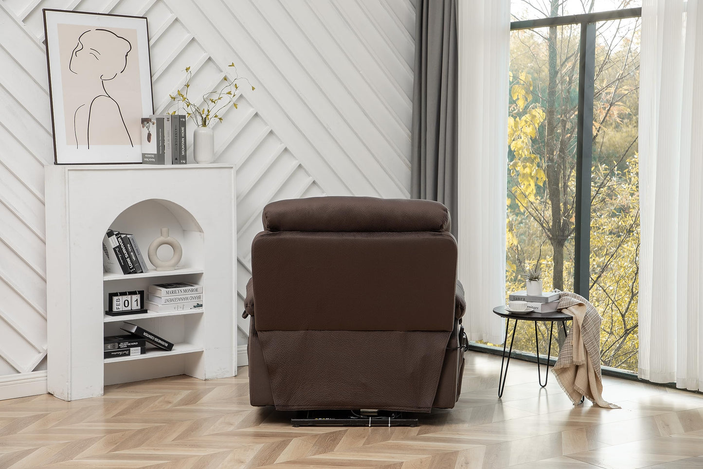 FANYE Electric Power Lift Recliner Chair for Elderly W/Massage and Heat, Infinite Positions 2 Remote Controllers Oversized Velvet Upholstered Recliner & Armchair W/Side Pockets & Hidden Cup Holders
