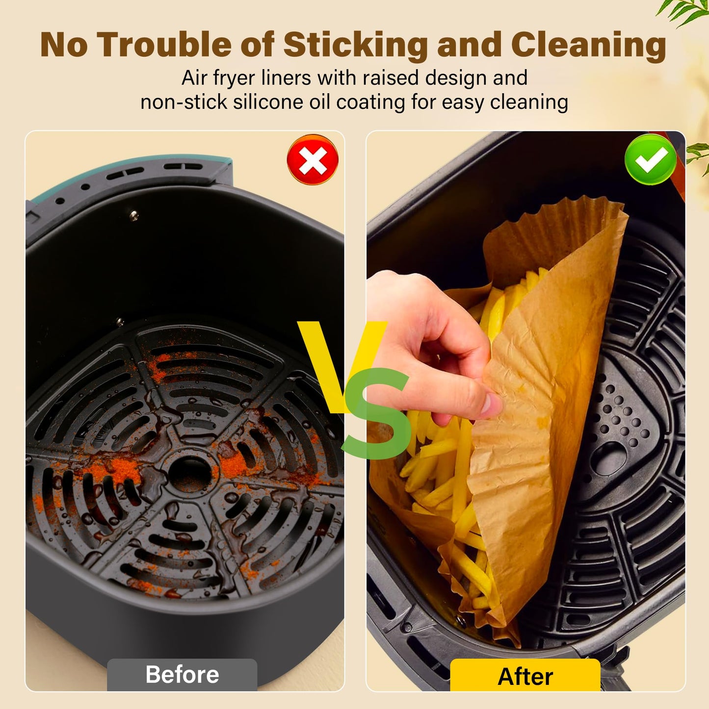 Air Fryer Liners Disposable, 125pcs Non-stick Disposable Airfryer Liners, 8 Inch Unbleached Parchment Paper, Square Air Fryer Paper Liners for 5-8QT Air Fryer, Baking, Roasting Microwave