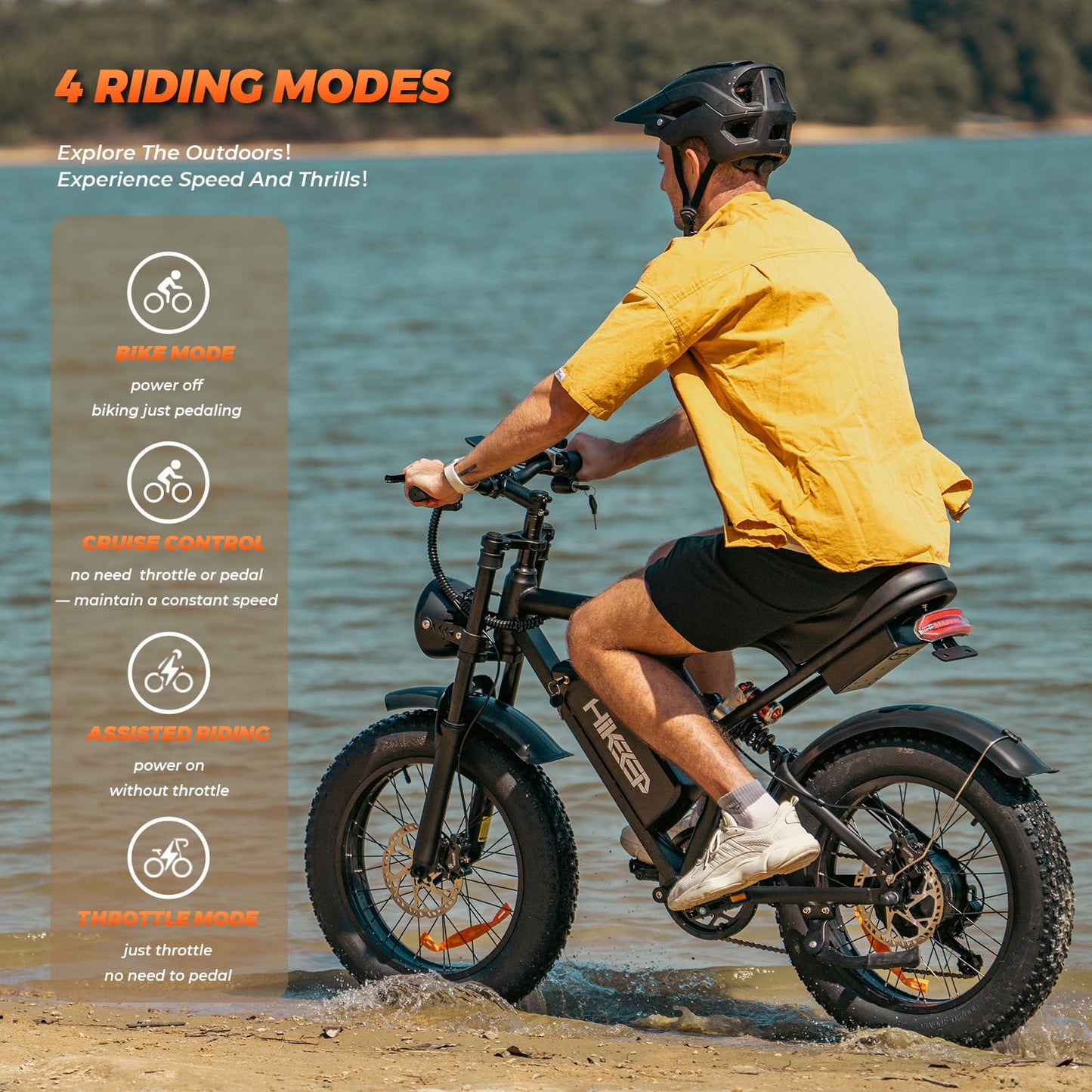 Electric Bike for Adults - K6 20 x 4 Inch Fat Tire, 750W/Peak 1500W Motor, 48V15AH Detachable Battery, 4 Riding Modes Electric Dirt Bike, 7 Speed Electric Motorcycle, UL 2849 Certified