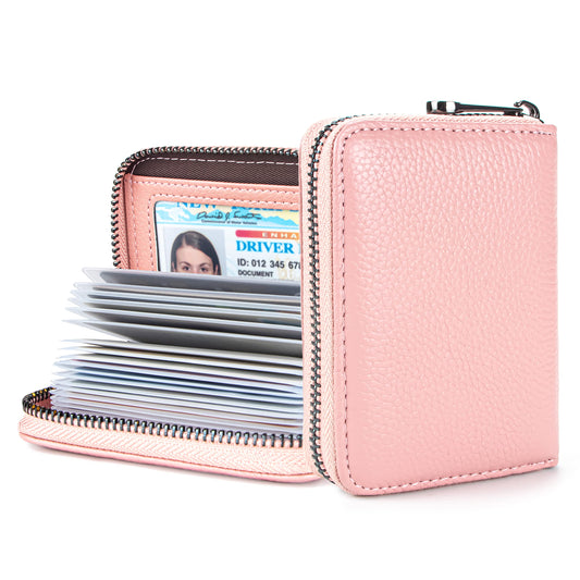 Aiyo Fashion Genuine Leather Credit Card Holder Wallet RFID Blocking Secure Card Case ID Case Organizer Zipper Wallet