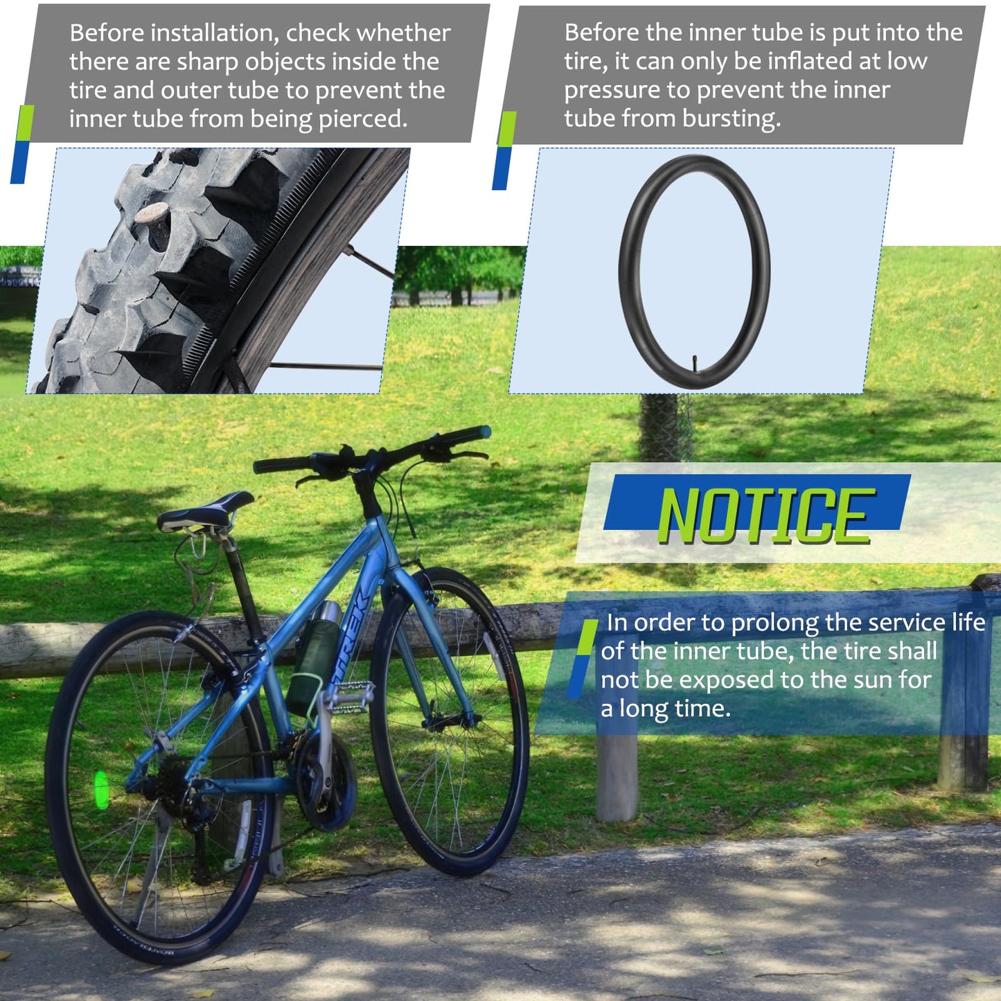 2-Pack Bike Inner Tube for 24 X 1.75/1.95/2.10/2.125", Premium 24x1.95 Bicycle Tube with 32 mm Schrader Valve 2PCS Levers, 24x2.125 Tube Compatible with Road/MTB/Kids Bike by Hydencamm (2 of One Size)