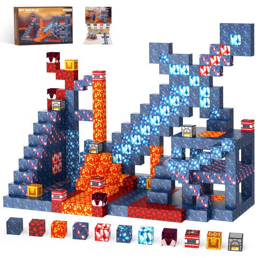 Magnetic Blocks 100 Pcs Building Toys Gifts Construction Toys for 3 4 5 6 7 8 Year Old Boys & Girls, STEM Montessori Sensory Creative Kids Toys