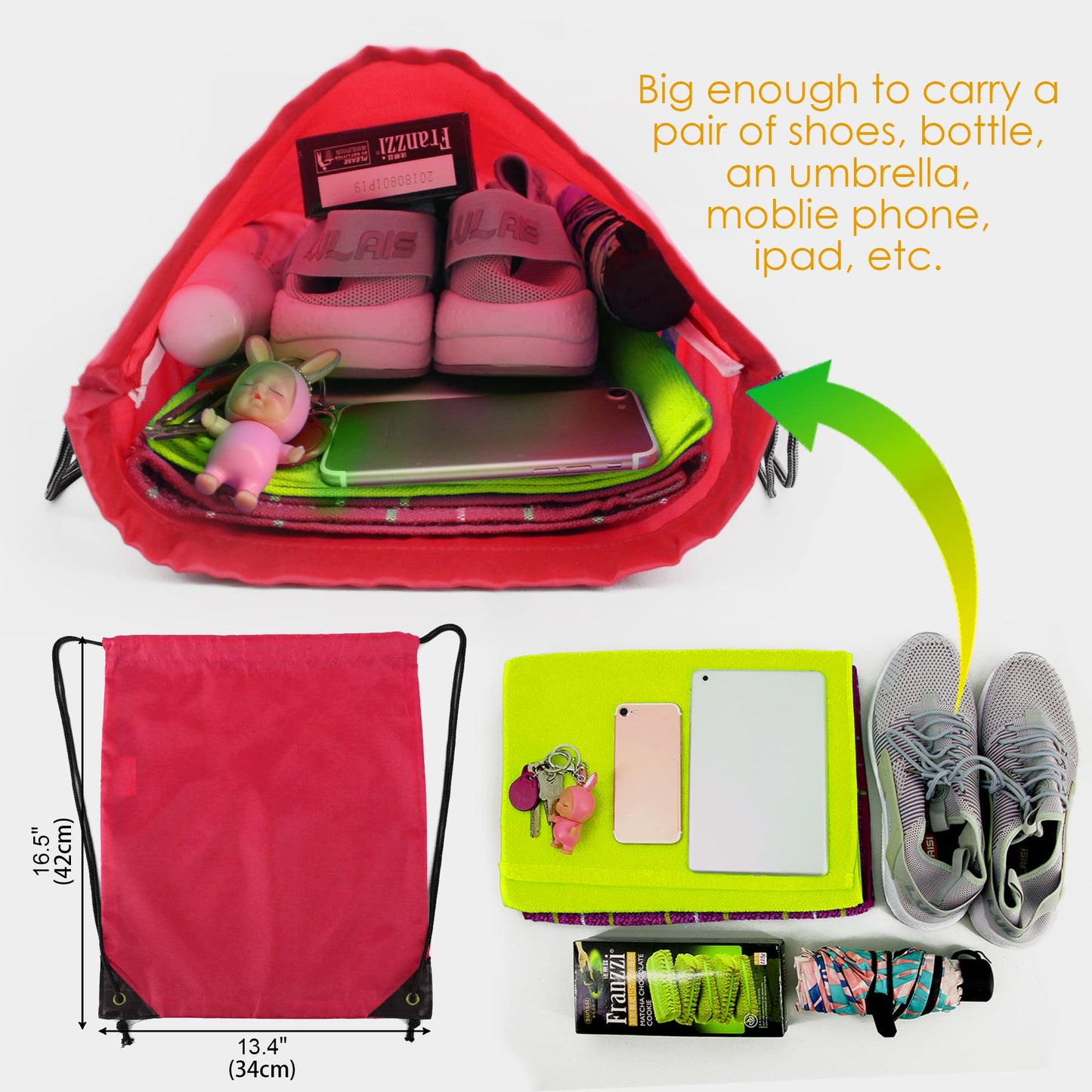 BeeGreen 20 pieces Wholesale Red Drawstring Backpack Bags Cinch Bags Bulk Heavy Duty String Backpack Machine Washable Lightweight Sackpack Outdoor Sport Bags for Men Women