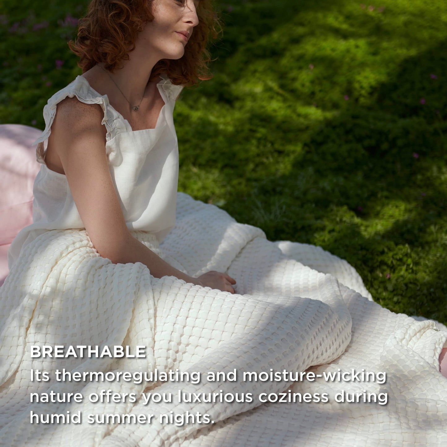 Bedsure Cooling Cotton Waffle King Size Blanket - Lightweight Breathable Summer Blanket of Rayon Derived from Bamboo for Hot Sleepers, Luxury Throws for Bed, Couch and Sofa, Ivory, 104x90 Inches