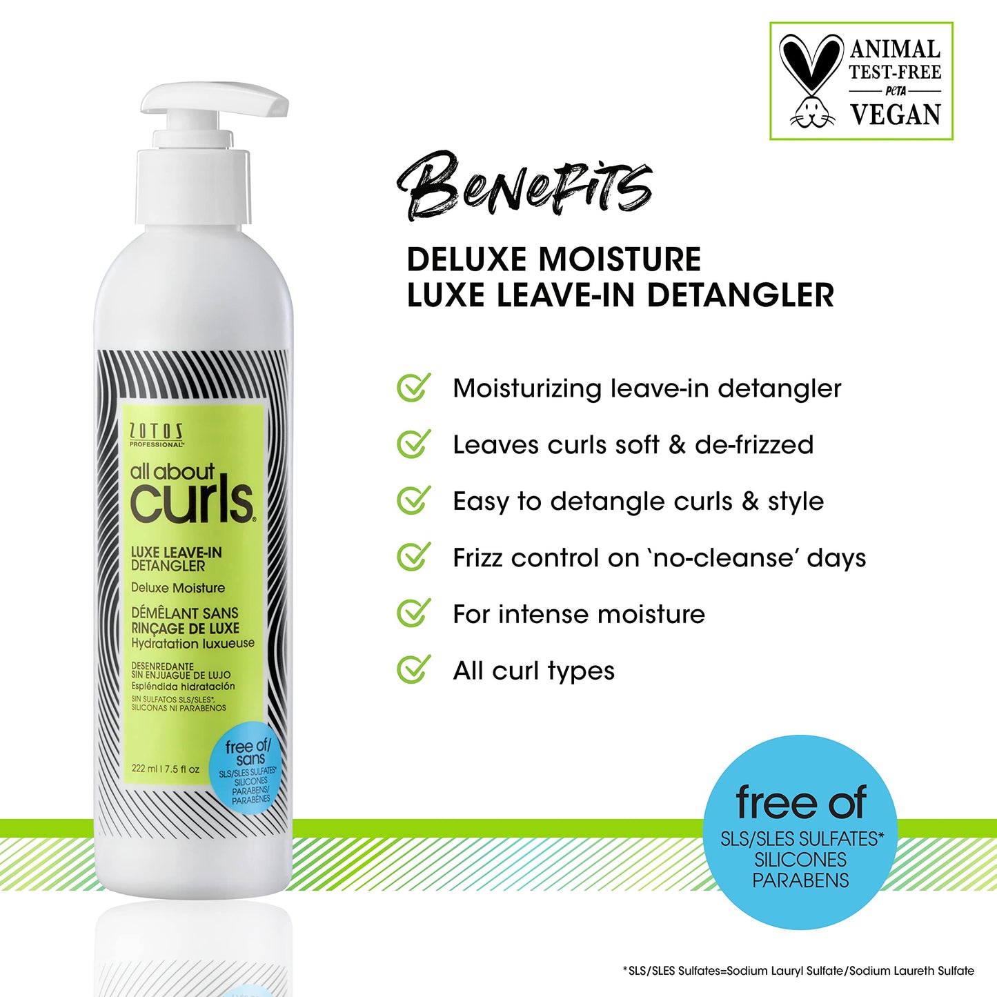 ALL ABOUT CURLS Luxe Leave-In Detangler | For Curly Hair Styling | Detangle, Moisturize, De-Frizz | Reduce Frizz & Softens | Deluxe Moisture | Vegan & Cruelty Free | Sulfate & Paraben Free | 7.5 Fl Oz