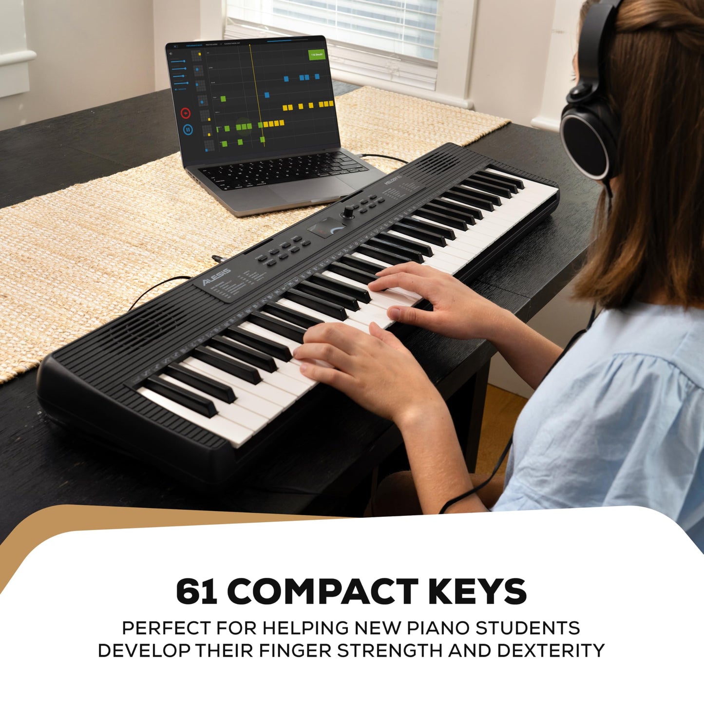 Alesis Melody 61 MK4 Keyboard Piano for Beginners with 61 Keys, Speakers, Stand, Bench, Headphones, Tablet/Sheet Music Stand, 300 Sounds and Music Lessons