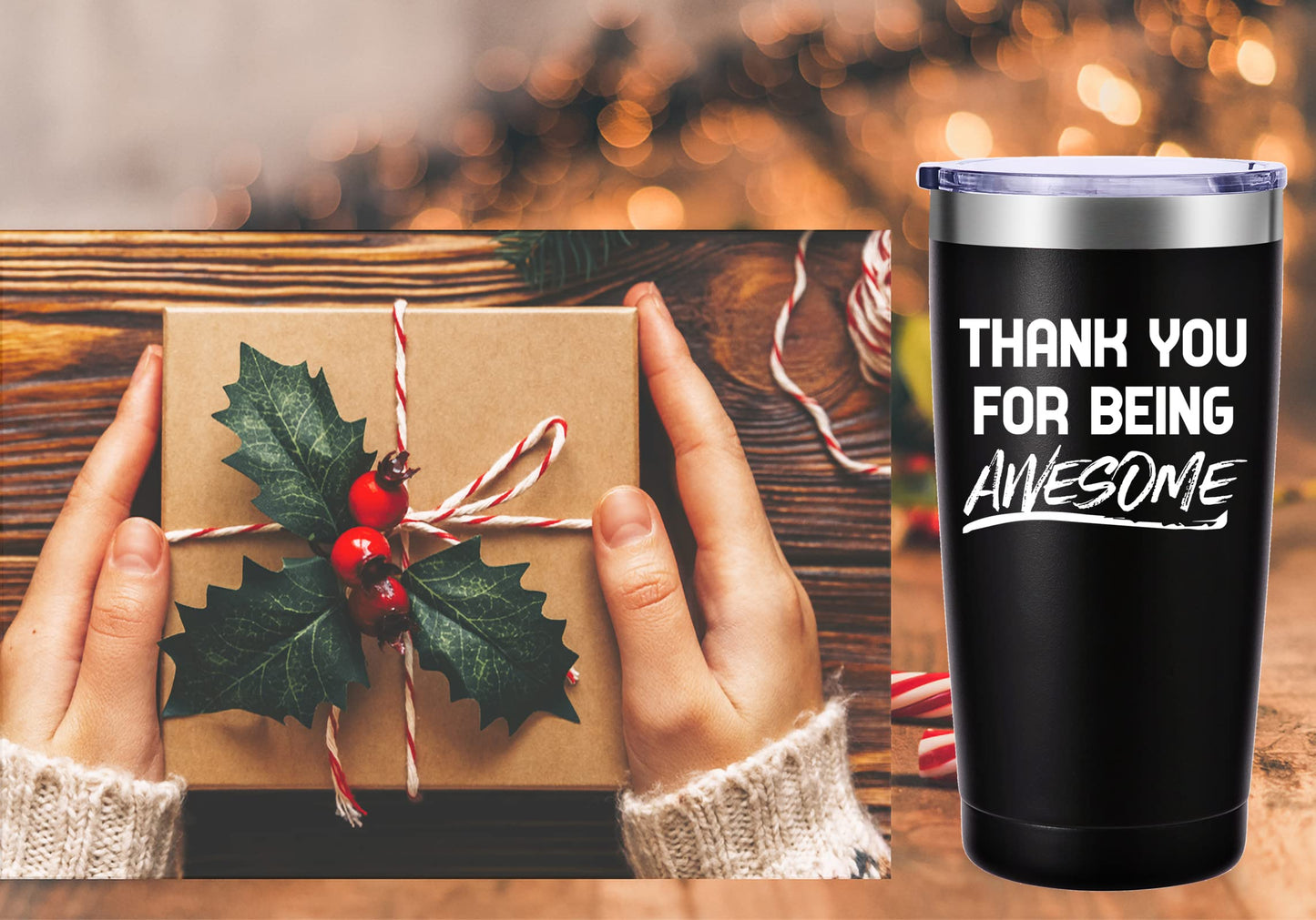 AMZUShome Thank You for Being Awesome Travel Mug Tumbler.Thank You Gifts,Inspirational Appreciation Graduation Christmas Birthday Gifts for Men Women Boss Coworker Friends(20oz Black)