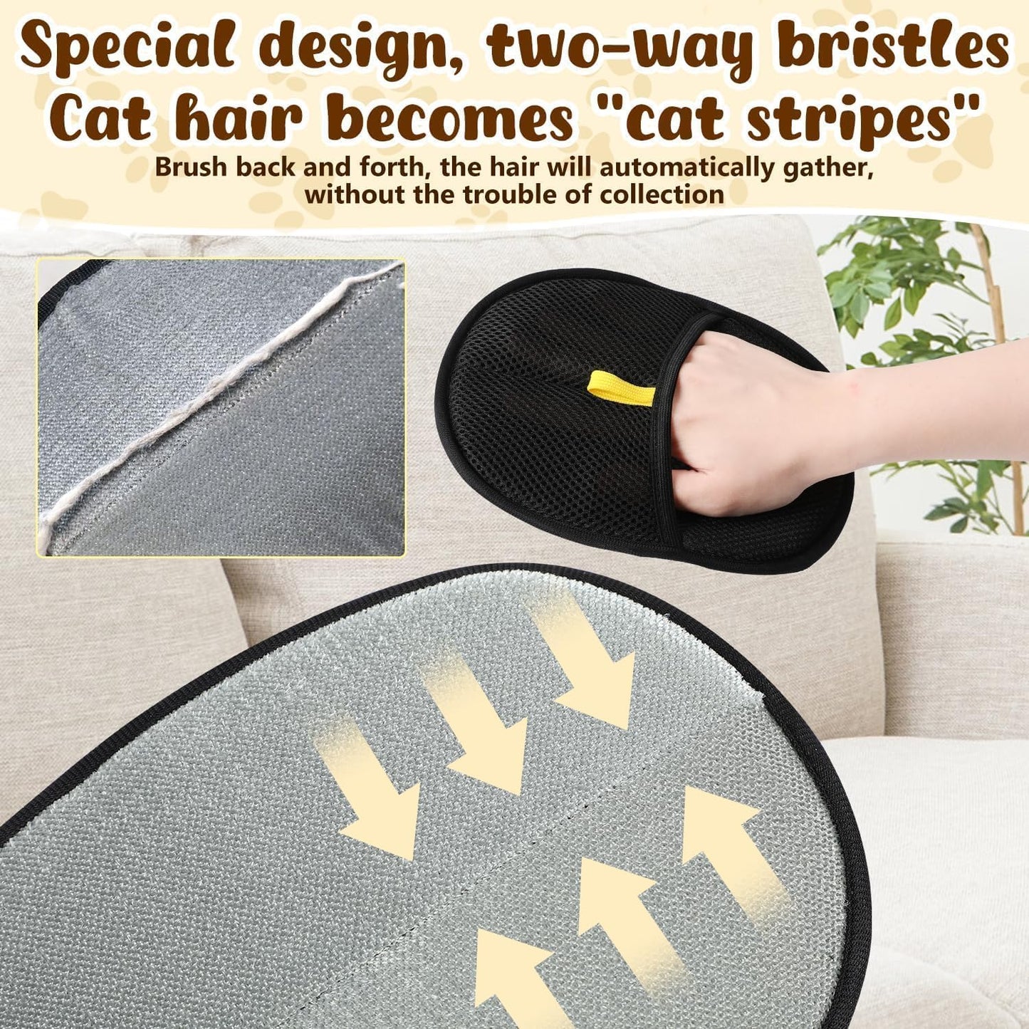 1 Pcs Pet Hair Removal Gloves Brush, New Reusable Cat Dog Electrostatic Hair Remover Grooming Glove Tool for Clothes,Sofas,Carpets,Car Seats