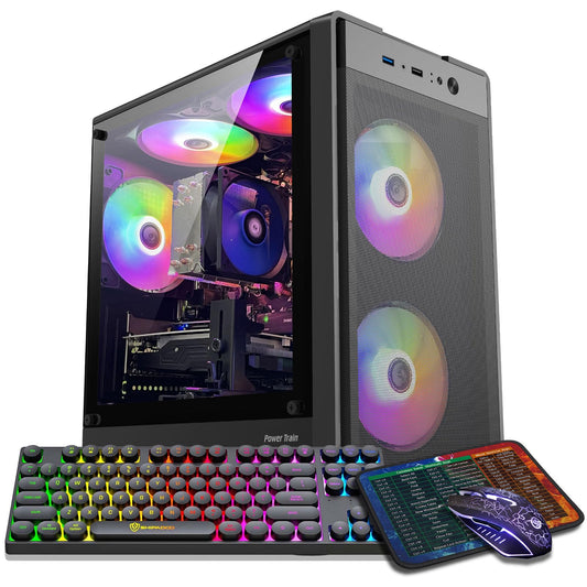 ZER-LON Gaming PC Desktop Computer, AMD Ryzen 5 5500 up to 4.2GHz, Radeon RX 550 4GB, 16G DDR4 RAM, 1TB NVME SSD, WiFi 5.0, Prebuilt Gaming PC Tower Computer with RGB Fan