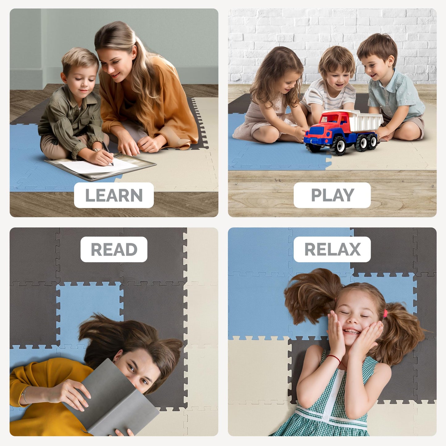 TOYVELT Ultimate Foam Play Mat Set 12x12-16 Interlocking Floor Tiles for Kids - Colorful Foam Puzzle Mats - Safe and Durable Kids Floor Mats - Ideal Play Mat for Toddlers 1-3 - Tiles Non Toxic