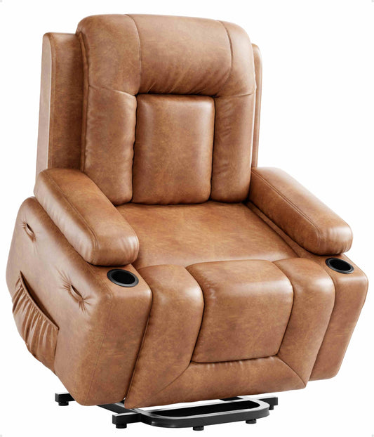 Power Lift Recliner Chair - Heat and Massage, Faux PU Electric Lift Recliner for Elderly & Mobility Impaired, Adjustable Back and Legs, Heavy Duty Lift Chair for Seniors