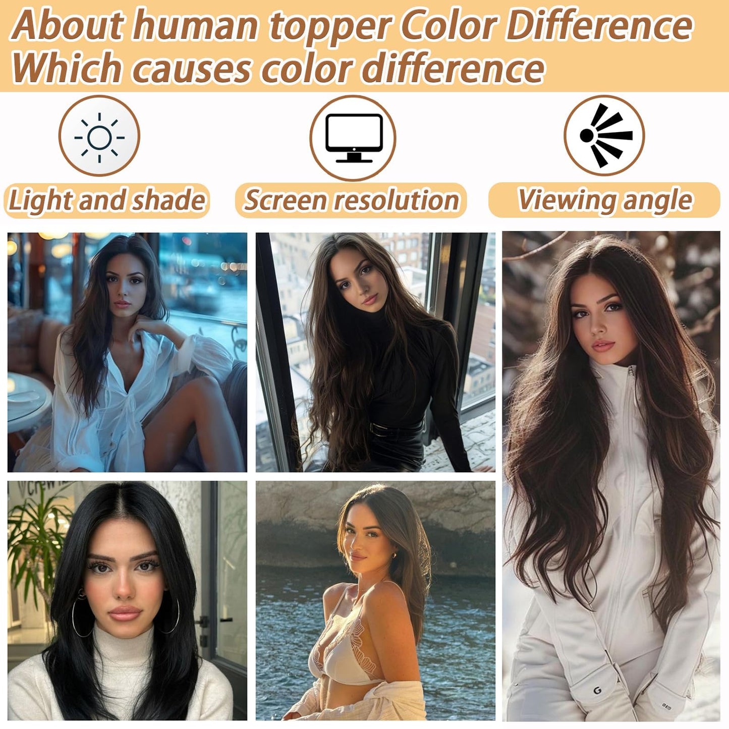 Amchoice Hair Toppers for Women Real Human Hair, Bangs Hair Clip 360° 3D Cover Human Hair Topper with Bangs, Human Hair Toppers for Women Daily (Light Brown, 3D Side Bangs (5 * 9))
