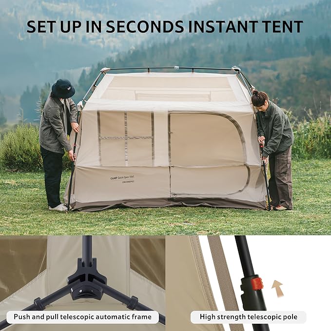Naturehike Village Camping Tent,4/6/8 Person Tents for Camping, 60S Easy Setup Instant Tent for Family Camping, Car Camping