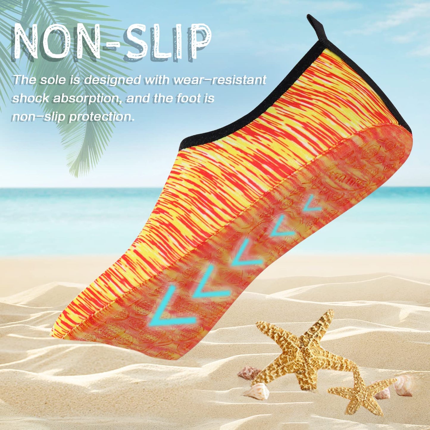 ANLUKE Water Shoes Barefoot Aqua Yoga Socks Quick-Dry Beach Swim Surf Shoes for Women Men Stripe/Yellow 40/41