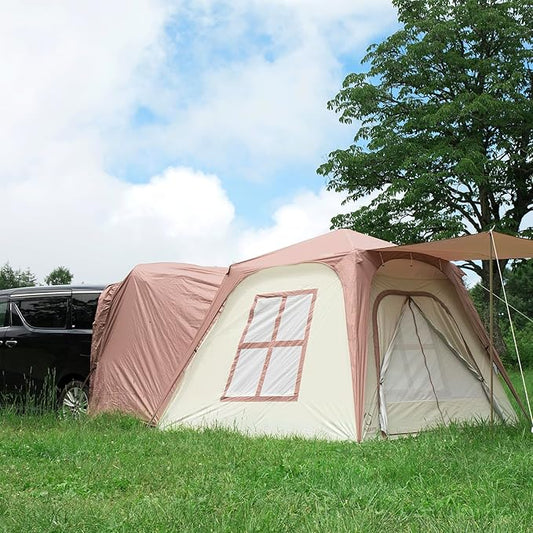 S'More Glamping Tent with Porch, 2/3/4/5/6 Person Durable Weatherproof Camping Tent, Large Family Tent with Room Divider, Easy Setup Tent with Screen Room