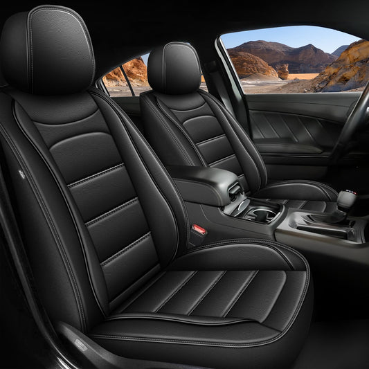 AOMSAZTO Fit for Dodge Challenger Seat Covers 2008-2025 Waterproof Breathable Leather Car Seat Covers Full Set Custom : Seat Cover for Challenger TA R/T GT SXT SRT(Black, 5PCS Full Set)