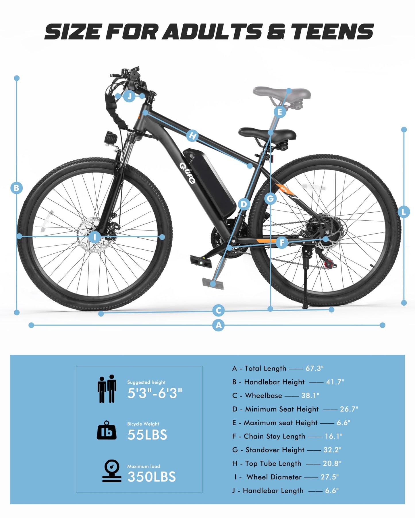 Qlife Racer Electric Bike for Adults - 21-Speed Mountain Ebike with Peak 1200W 28MPH Brushless Motor, 48V10.4Ah Removable Battery, 27.5X2.1 Tire Step Over E-MTB, Up to 50 Miles, E Bikes Black