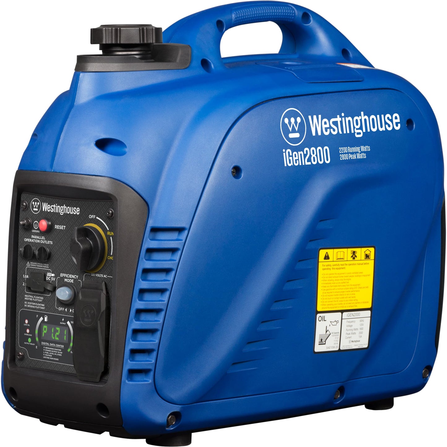Westinghouse 2800 Peak Watt Super Quiet & Lightweight Portable Inverter Generator, Gas Powered, Parallel Capable, Long Run Time