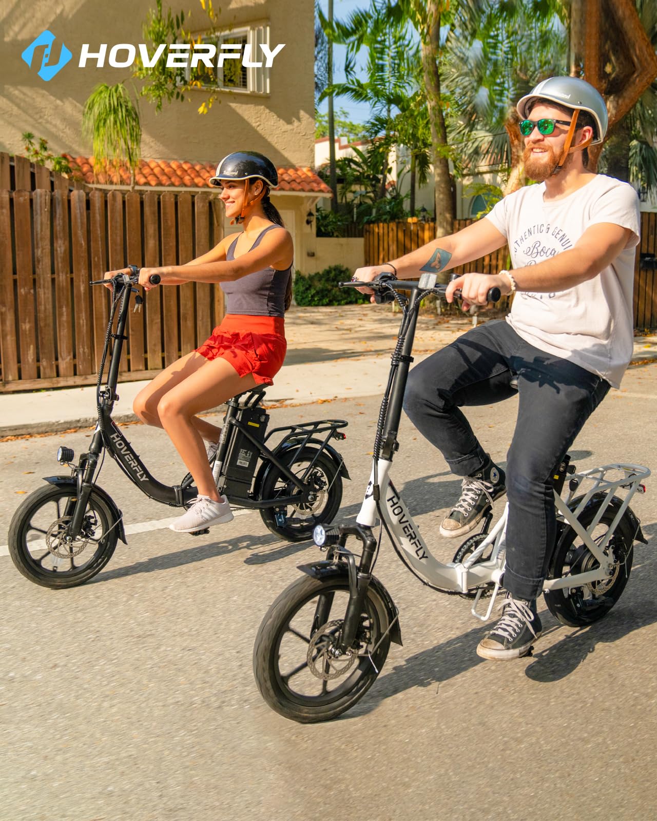 HOVERFLY H3 16" Electric Bike, Max 28Miles Range(Pedal-Assist) & Speed 15.5 Mph Power by 500W Peak Motor, Folding E-Bike with Removable Battery, Front Suspension and Commuter Electric Bicycle Adults
