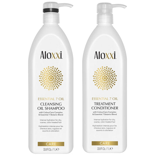 ALOXXI Essential 7 Botonic Blend Oil Cleansing Oil Shampoo + Conditioner Set, 33.8 oz