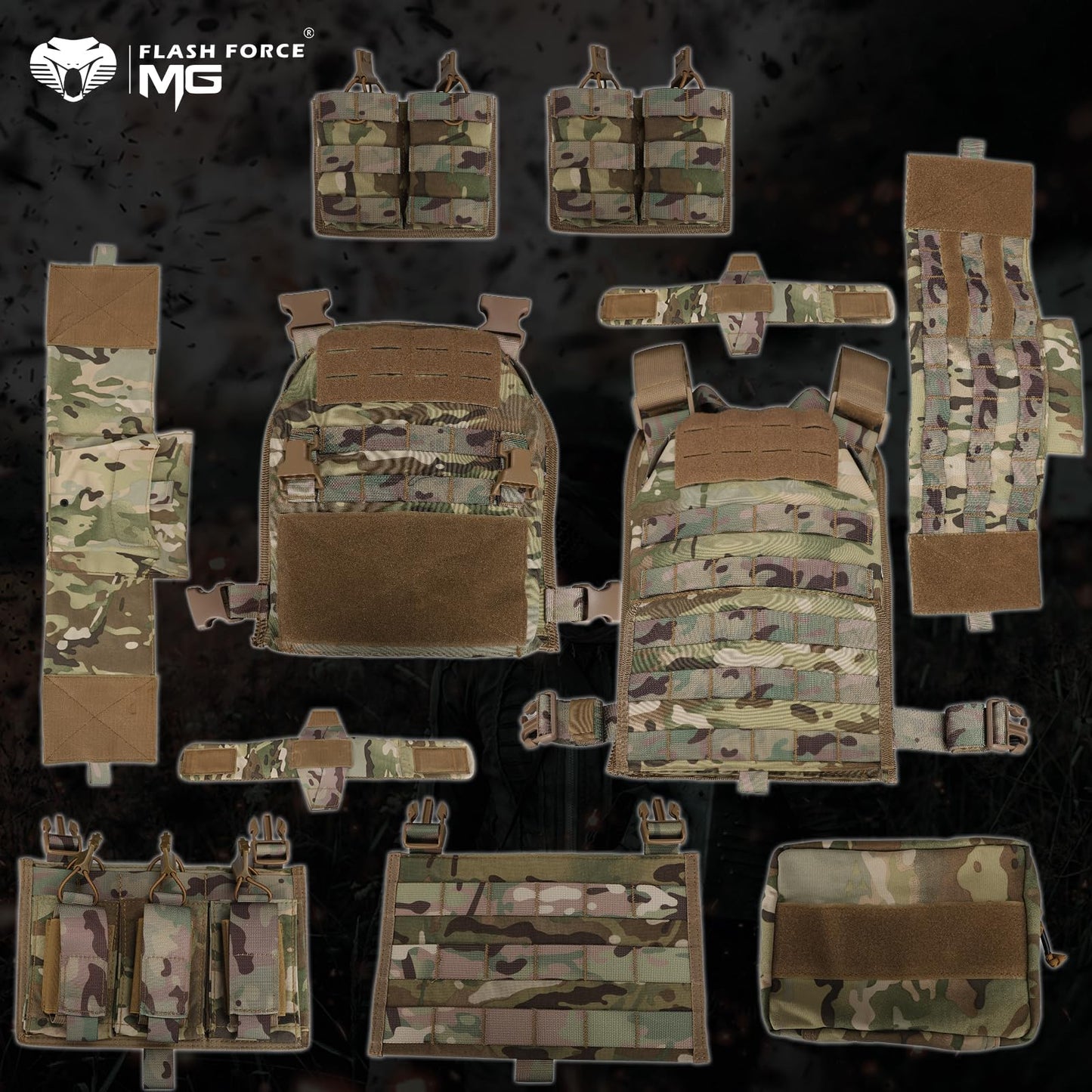 MGFLASHFORCE Tactical Vest Molle Airsoft Vest for Men (CP)