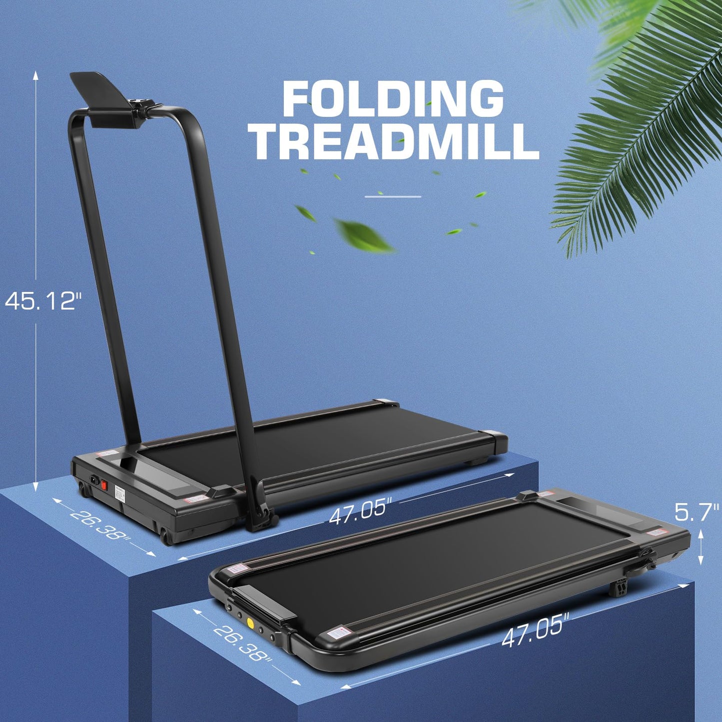ANCHEER Folding Under Desk Treadmill, 2 in 1 Walking Pad Treadmill with Remote Control, Quiet Jogging Running Electric Machine for Home Office