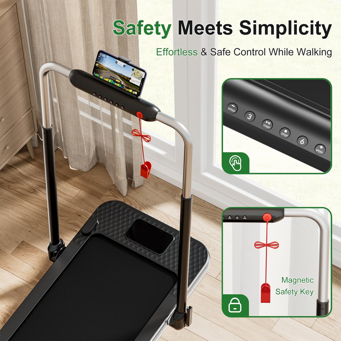 WELLFIT Foldable Walking Pad with 10% Incline, 340+ lbs Capacity, Standing Under Desk Treadmill for Home Office - 3.0HP Low Noise Running Pad with Smart Voice Control,Works with Apps & Remote