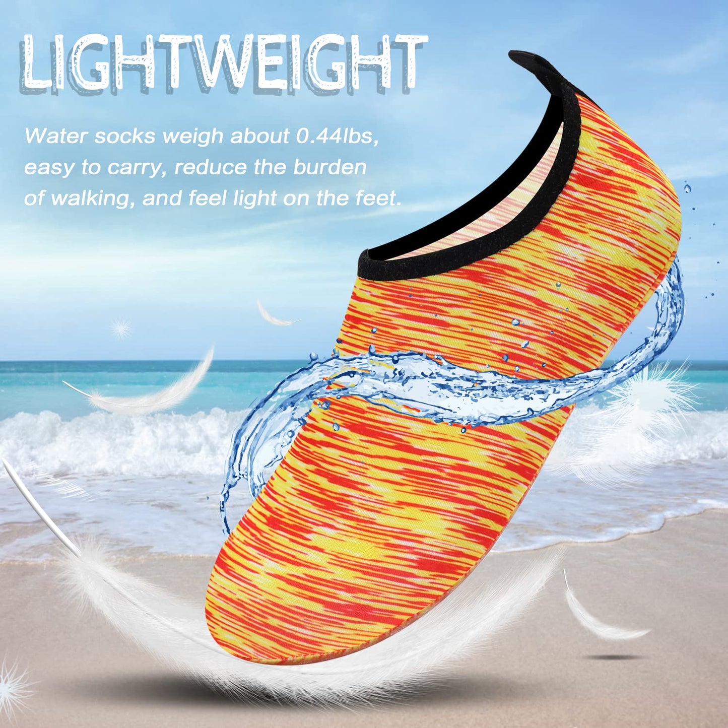 ANLUKE Water Shoes Barefoot Aqua Yoga Socks Quick-Dry Beach Swim Surf Shoes for Women Men Stripe/Yellow 40/41