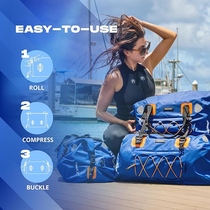 KRONOX Waterproof Duffel Bag - Large Heavy-Duty Drybag for Boating, Camping and Travel