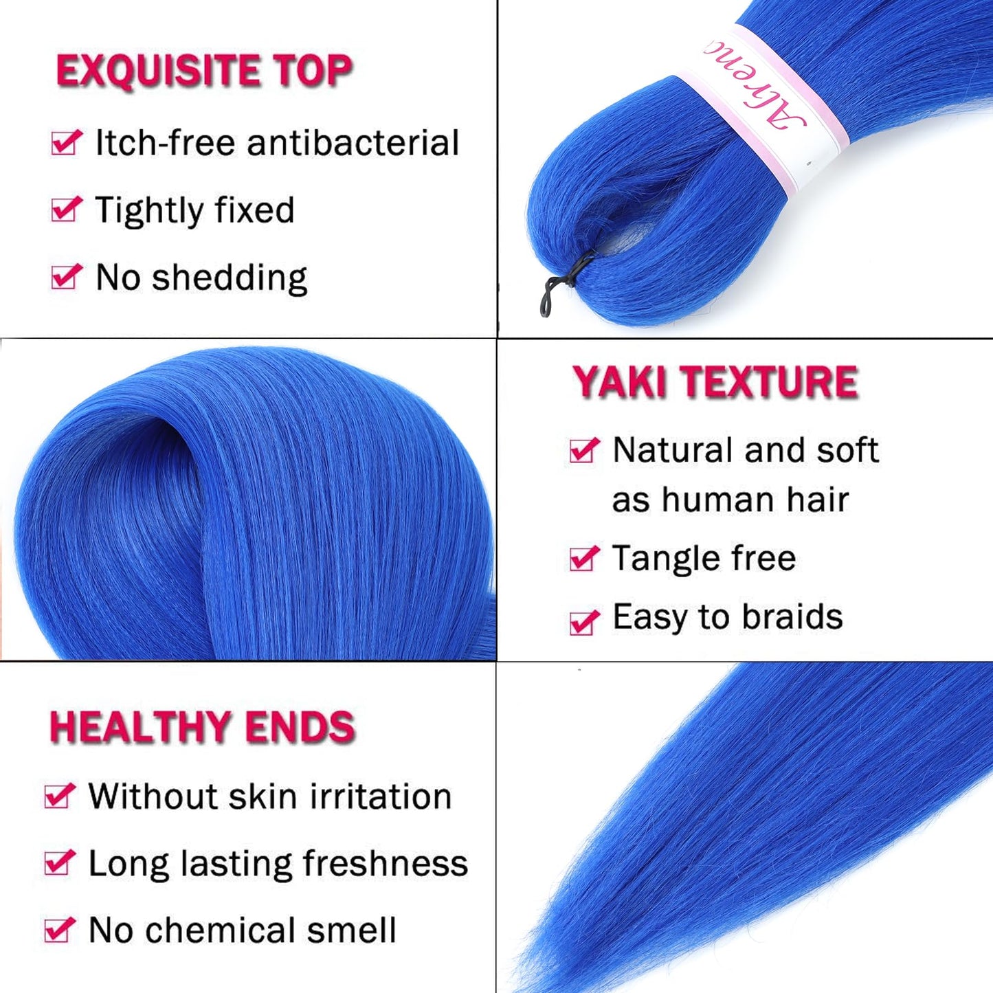 Alrence Pre Stretched Braiding Hair Long Braid 30 Inch 8 Packs Professional Braiding Hair Extensions Synthetic Crochet Twist Braids (30 Inch, Blue)