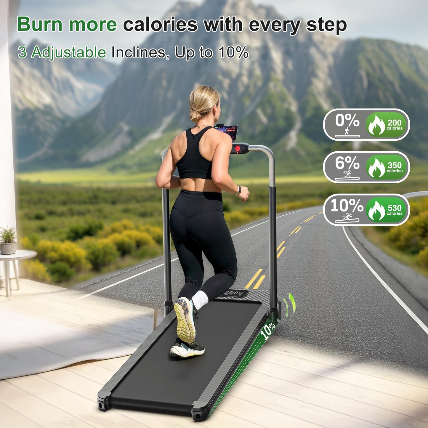 WELLFIT Foldable Walking Pad with 10% Incline, 340+ lbs Capacity, Standing Under Desk Treadmill for Home Office - 3.0HP Low Noise Running Pad with Smart Voice Control,Works with Apps & Remote